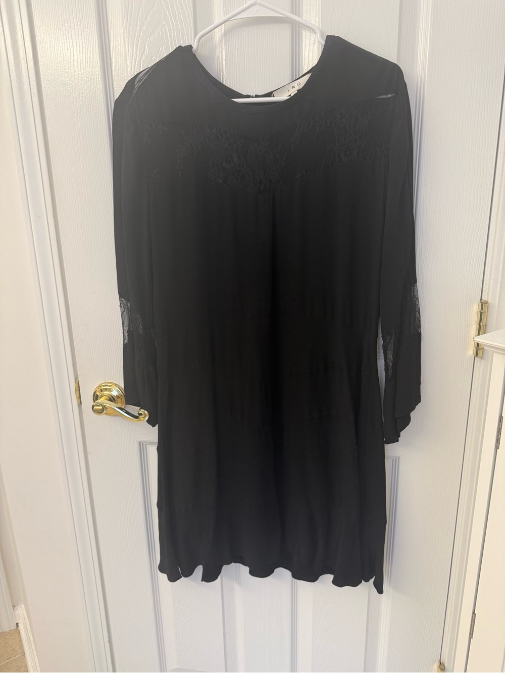 IRO Black Lace-Trim Mini Dress